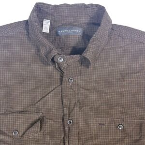 Ralph Lauren Brown Plaid‎ Long Sleeve Button Down Shirt Mens